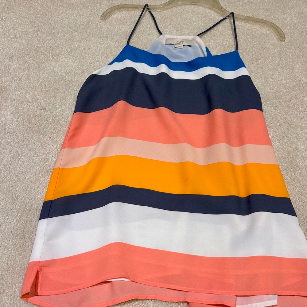 Loft Tank Top Size Small Striped Racerback Spaghetti Strap